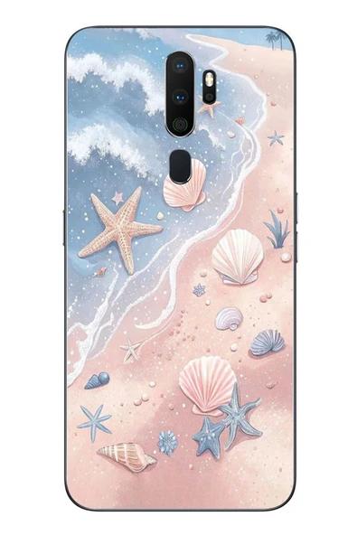 Le Balvo Oppo A5 2020 Uyumlu Deniz Yıldızı Kumsalı Baskılı Silikon Kılıf ürün görseli 1