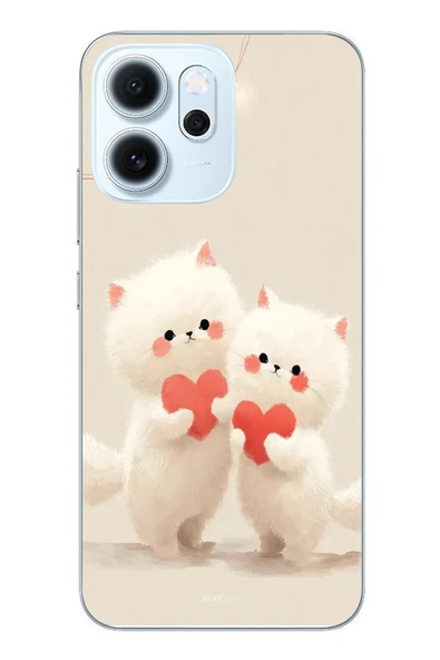 Le Balvo Oppo Reno 14F Uyumlu Kalpli Beyaz Kediler Baskılı Silikon Kılıf ürün görseli 1