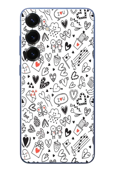 Le Balvo Samsung Galaxy S25 Plus Uyumlu Retro Kalp Karışık Baskılı Silikon Kılıf ürün görseli 1
