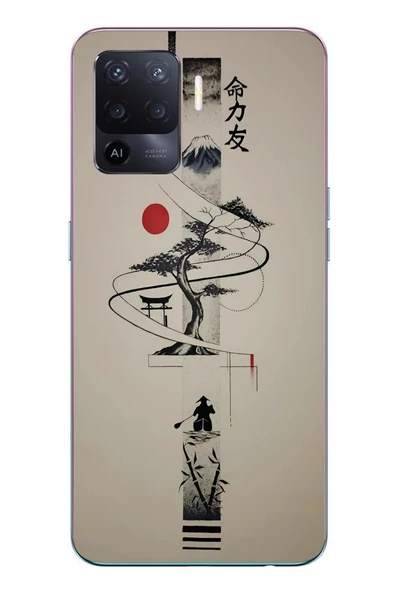 Le Balvo Oppo Reno 5 Lite Uyumlu Japon Felsefesi Baskılı Silikon Kılıf ürün görseli 1