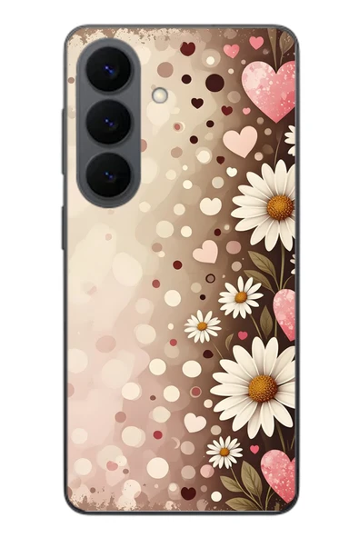 Le Balvo Samsung Galaxy S26 Uyumlu Kalpli Papatya Damlaları Baskılı Silikon Kılıf ürün görseli 1
