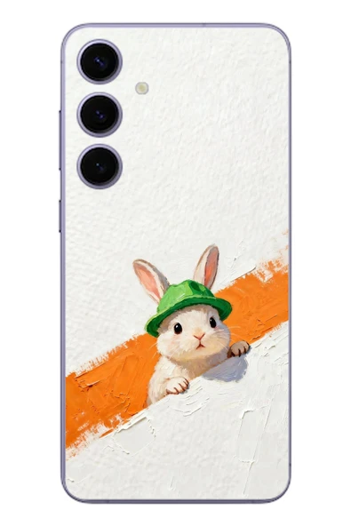 Le Balvo Samsung Galaxy S24 Plus Uyumlu Yeşil Şapkalı Tavşan Baskılı Silikon Kılıf ürün görseli 1
