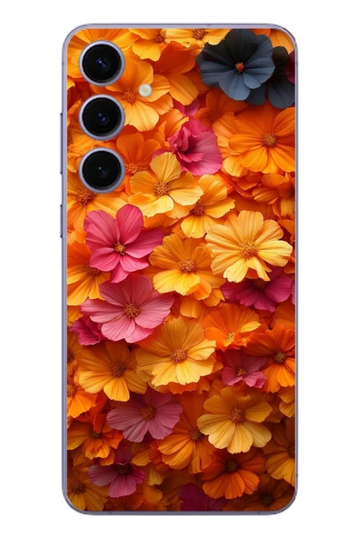 Le Balvo Samsung Galaxy S24 Plus Uyumlu Sarı Pembe Çiçekler Baskılı Silikon Kılıf ürün görseli 1