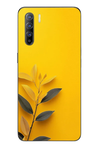 Le Balvo Oppo Reno 3 Uyumlu Sarı Siyah Çiçekler Baskılı Silikon Kılıf ürün görseli 1