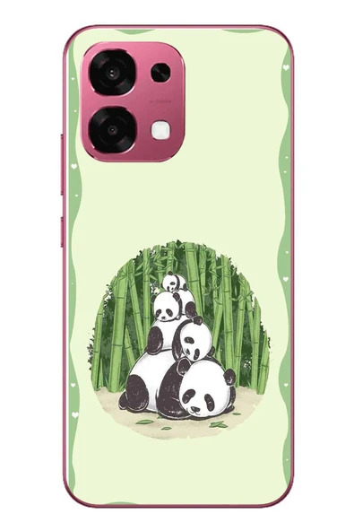 Le Balvo Oppo A6 PRO Uyumlu Panda Ailesi Baskılı Silikon Kılıf ürün görseli 1