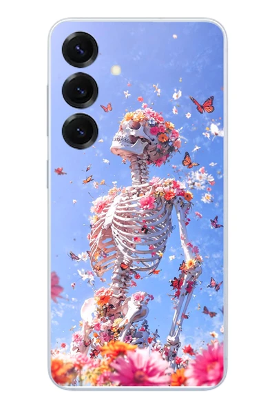 Le Balvo Samsung Galaxy S25 Uyumlu İskelet Çiçekleri Baskılı Silikon Kılıf ürün görseli 1