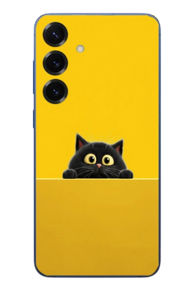 Le Balvo Samsung Galaxy S25 Plus Uyumlu Sarı Gözlü Kedi Baskılı Silikon Kılıf ürün görseli 1
