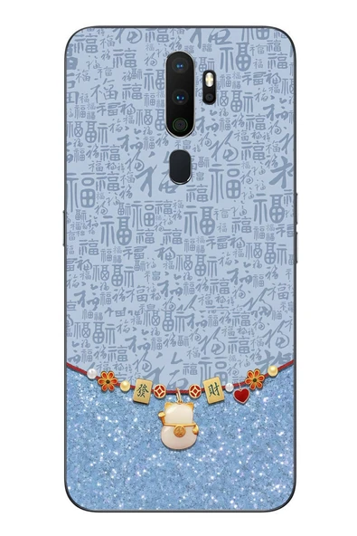 Le Balvo Oppo A5 2020 Uyumlu Mavi Japon Desen Baskılı Silikon Kılıf ürün görseli 1