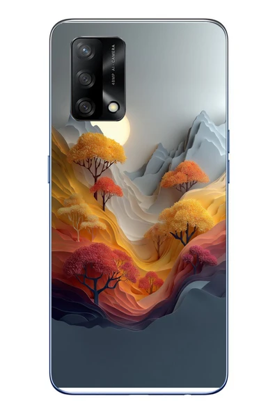 Le Balvo Oppo A74 Uyumlu Renk Dalgalı Manzara Baskılı Silikon Kılıf ürün görseli 1
