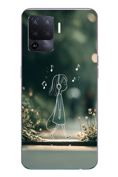 Le Balvo Oppo Reno 5 Lite Uyumlu Neon Kız Çocugu Baskılı Silikon Kılıf ürün görseli 1