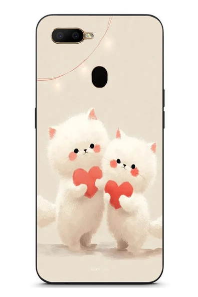 Le Balvo Oppo A5S Uyumlu Kalpli Beyaz Kediler Baskılı Silikon Kılıf ürün görseli 1