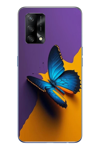 Le Balvo Oppo A74 Uyumlu Mavi Kelebek Baskılı Silikon Kılıf ürün görseli 1