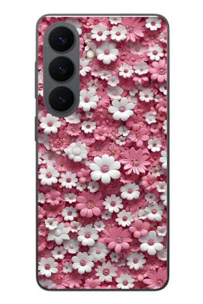 Le Balvo Samsung Galaxy S26 Uyumlu Beyaz Pembe Papatyalar Baskılı Silikon Kılıf ürün görseli 1