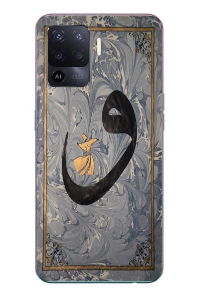 Le Balvo Oppo Reno 5 Lite Uyumlu Vav Harfi Gri Baskılı Silikon Kılıf ürün görseli 1