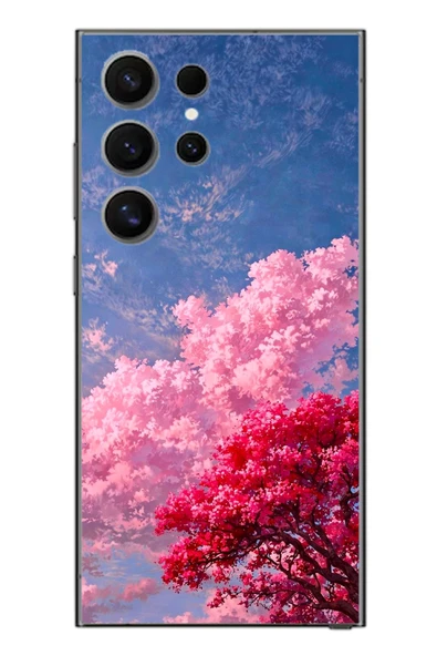 Le Balvo Samsung Galaxy S24 Ultra Uyumlu Kırmızı Pembe Ağaçlar Baskılı Silikon Kılıf ürün görseli 1