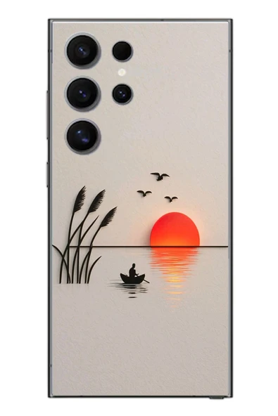 Le Balvo Samsung Galaxy S24 Ultra Uyumlu Gün Batımı Çizim Baskılı Silikon Kılıf ürün görseli 1