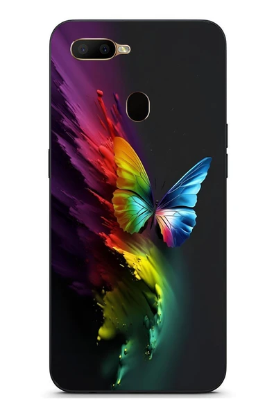 Le Balvo Oppo A5S Uyumlu Gökkuşağı Kelebeği Baskılı Silikon Kılıf ürün görseli 1