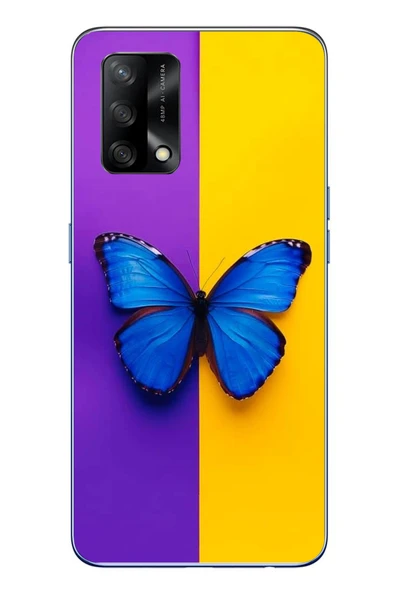 Le Balvo Oppo A74 Uyumlu Mor Sarı Kelebek Baskılı Silikon Kılıf ürün görseli 1