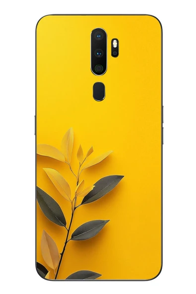 Le Balvo Oppo A5 2020 Uyumlu Sarı Siyah Çiçekler Baskılı Silikon Kılıf ürün görseli 1