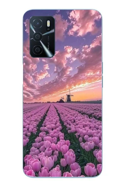 Le Balvo Oppo A16 Uyumlu Lale Bahçesi Baskılı Silikon Kılıf ürün görseli 1