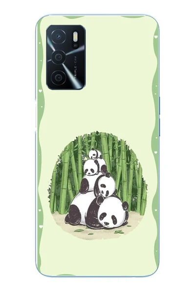 Le Balvo Oppo A16 Uyumlu Panda Ailesi Baskılı Silikon Kılıf ürün görseli 1