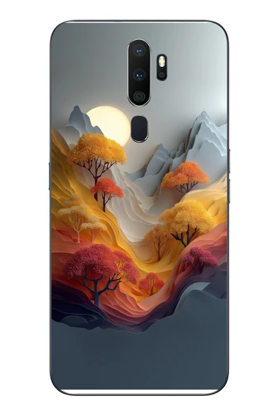 Le Balvo Oppo A5 2020 Uyumlu Renk Dalgalı Manzara Baskılı Silikon Kılıf ürün görseli 1