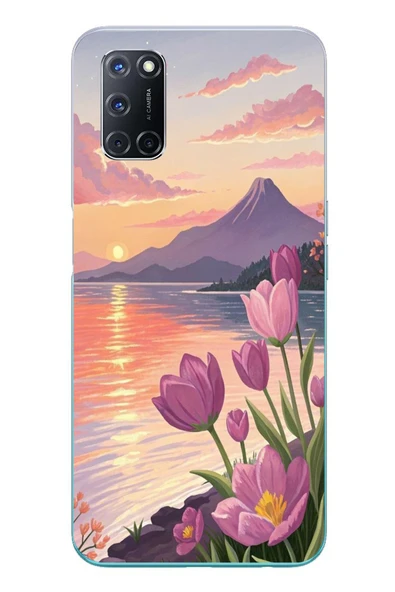 Le Balvo Oppo A52 Uyumlu Çiçek Yağlı Boya Baskılı Silikon Kılıf ürün görseli 1