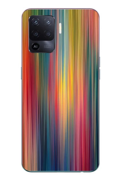 Le Balvo Oppo Reno 5 Lite Uyumlu Gökkuşağı Karışımı Baskılı Silikon Kılıf ürün görseli 1