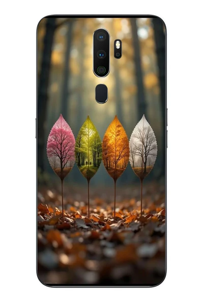 Le Balvo Oppo A5 2020 Uyumlu Dört Mevsim Yaprakları Baskılı Silikon Kılıf ürün görseli 1