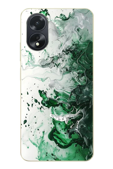 Le Balvo Oppo A38 Uyumlu Yeşil Beyaz Dalgalar Baskılı Silikon Kılıf ürün görseli 1