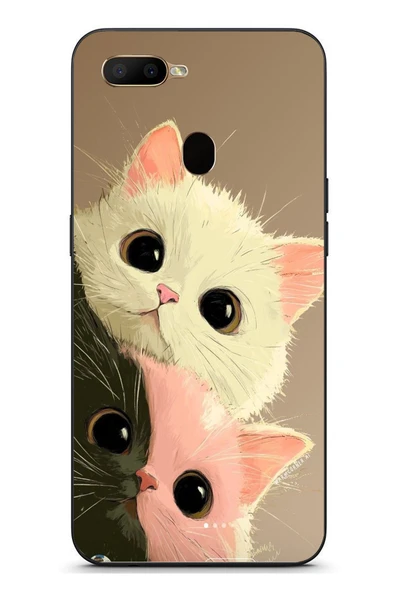 Le Balvo Oppo A5S Uyumlu Pembe Siyah Beyaz Kedi Baskılı Silikon Kılıf ürün görseli 1