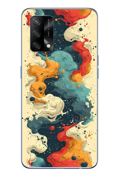 Le Balvo Oppo A74 Uyumlu Ahenkli Boya İzleri Baskılı Silikon Kılıf ürün görseli 1