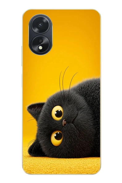 Le Balvo Oppo A38 Uyumlu Yan Bakan Siyah Kedi Baskılı Silikon Kılıf ürün görseli 1