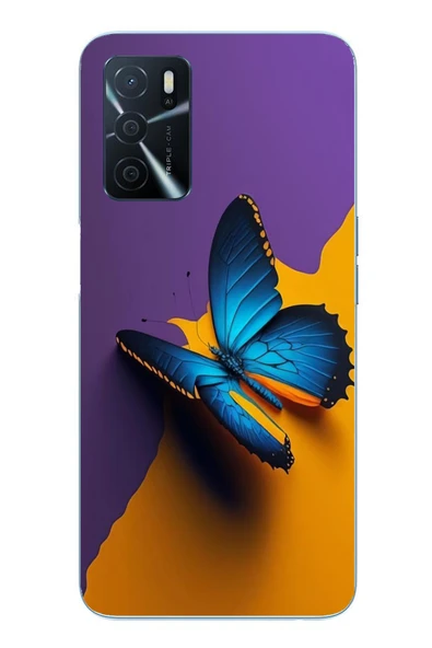 Le Balvo Oppo A16 Uyumlu Mavi Kelebek Baskılı Silikon Kılıf ürün görseli 1