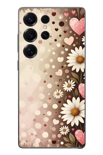 Le Balvo Samsung Galaxy S25 Ultra Uyumlu Kalpli Papatya Damlaları Baskılı Silikon Kılıf ürün görseli 1
