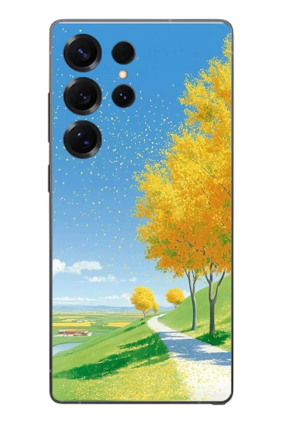 Le Balvo Samsung Galaxy S25 Ultra Uyumlu Sarı Sonbahar Ağacı Baskılı Silikon Kılıf ürün görseli 1