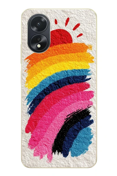 Le Balvo Oppo A38 Uyumlu Güneşli Gökkuşağı Baskılı Silikon Kılıf ürün görseli 1