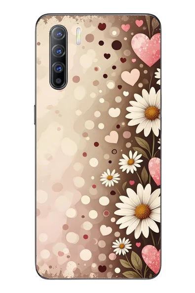 Le Balvo Oppo Reno 3 Uyumlu Kalpli Papatya Damlaları Baskılı Silikon Kılıf ürün görseli 1