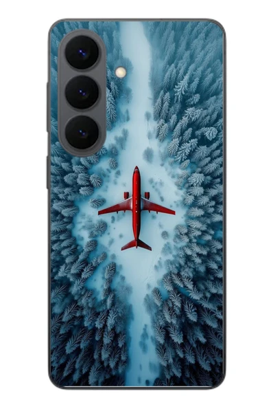 Le Balvo Samsung Galaxy S26 Uyumlu Kış Ortasında Uçak Baskılı Silikon Kılıf ürün görseli 1