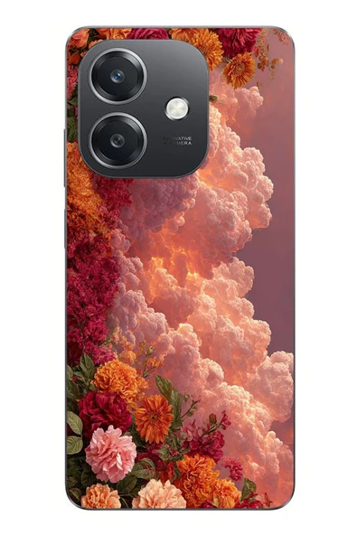 Le Balvo Oppo A3 Uyumlu Güller ve Bulutlar Baskılı Silikon Kılıf ürün görseli 1