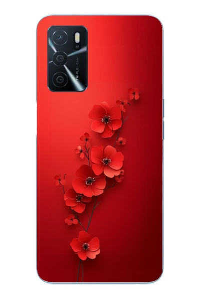 Le Balvo Oppo A16 Uyumlu Kırmızı Kardelenler Baskılı Silikon Kılıf ürün görseli 1