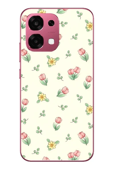 Le Balvo Oppo A6 PRO Uyumlu Lale Çiçekleri Baskılı Silikon Kılıf ürün görseli 1