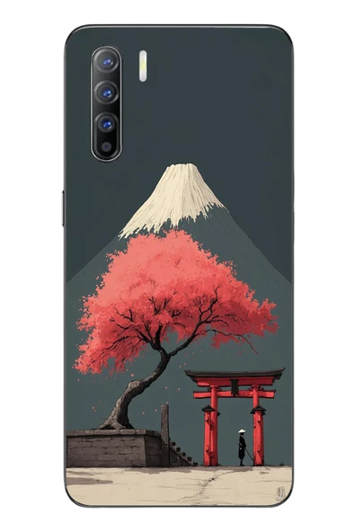 Le Balvo Oppo Reno 3 Uyumlu Fuji Dağı Baskılı Silikon Kılıf ürün görseli 1