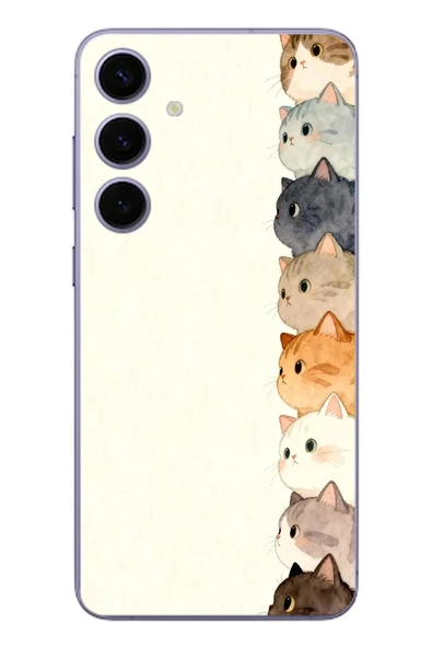 Le Balvo Samsung Galaxy S24 Plus Uyumlu Sıralı Kediler Baskılı Silikon Kılıf ürün görseli 1