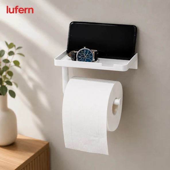 Özel Tasarım Tuvalet Kağıdı Askılığı Raflı Güçlü Yapışkanlı Banyo Aksesuarı Telefon Islak Mendil ürün görseli 1