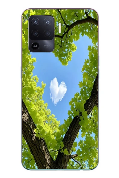 Le Balvo Oppo Reno 5 Lite Uyumlu Kalpli Ağaç Baskılı Silikon Kılıf ürün görseli 1