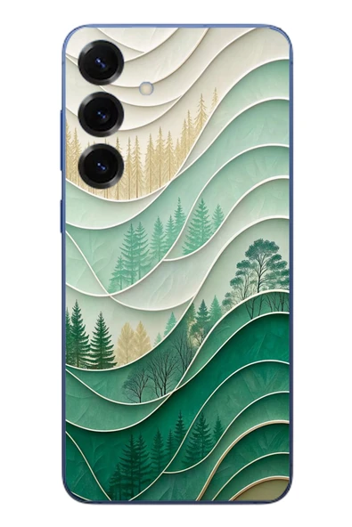 Le Balvo Samsung Galaxy S25 Plus Uyumlu Beyaz Çizgili Orman Baskılı Silikon Kılıf ürün görseli 1