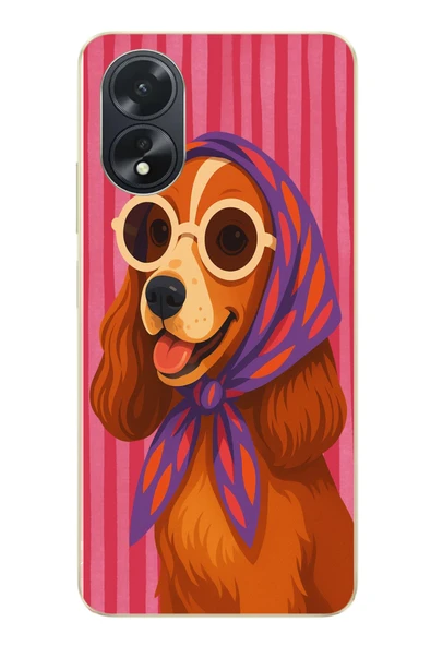 Le Balvo Oppo A38 Uyumlu Gözlüklü Köpek Baskılı Silikon Kılıf ürün görseli 1