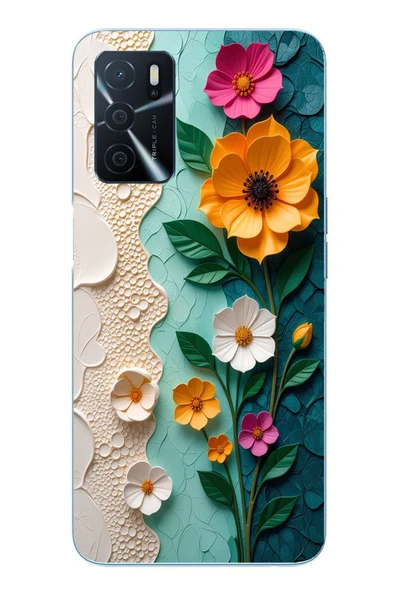 Le Balvo Oppo A16 Uyumlu Güzel Modern Çiçekler Baskılı Silikon Kılıf ürün görseli 1