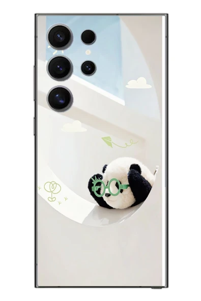 Le Balvo Samsung Galaxy S24 Ultra Uyumlu Gözlüklü Panda Baskılı Silikon Kılıf ürün görseli 1
